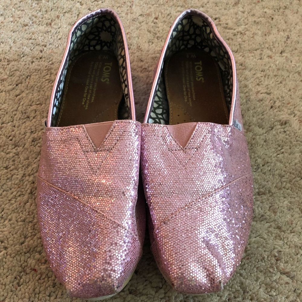 Sparkle Pink TOMS-Size 9